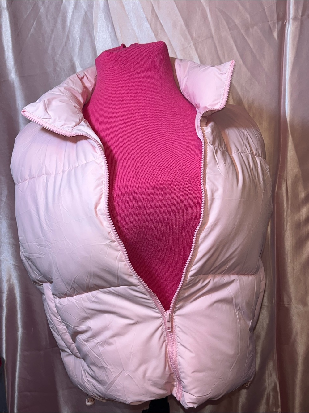 Women's Light Pink Quilted Puffer Vest